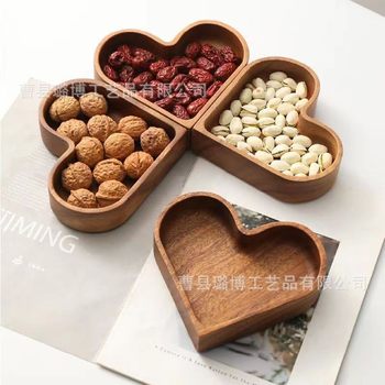 Spot Solid Wood Heart-Shaped Tray Stackable Dried Fruit Box Nut Tray Creative Walnut Tray Heart-Shaped Candy Box