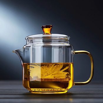 Heat-Resistant Glass Teapot for Office and Home Use, Explosion-Proof, with Filter, Suitable for Brewing Tea, Compatible with Electric Ceramic Stove, Tea-Water Separation, Gift Box Included