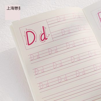 Kindergarten English 26 Letters Trushing Red Exercise Book for Primary School Pupils First Grade Wooden Stick Body Stick Body Practice Copiography Book