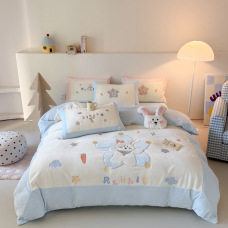 Milk Velvet Four-Piece Set for Autumn and Winter, Thickened, Class A, Fully Matte, Embroidered Corner Craft Style, Ins-Style Four-Piece Set