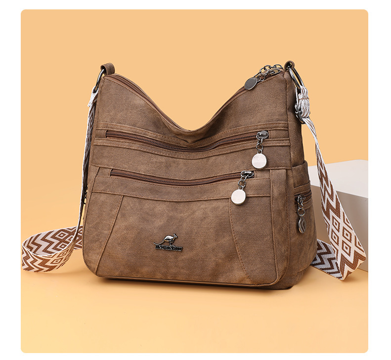 Túi tote nữ đeo vai cỡ trung chất liệu nylon mềm, nhiều ngăn tiện dụng — màu đen, Màu nâu, màu xám, Màu xanh dương