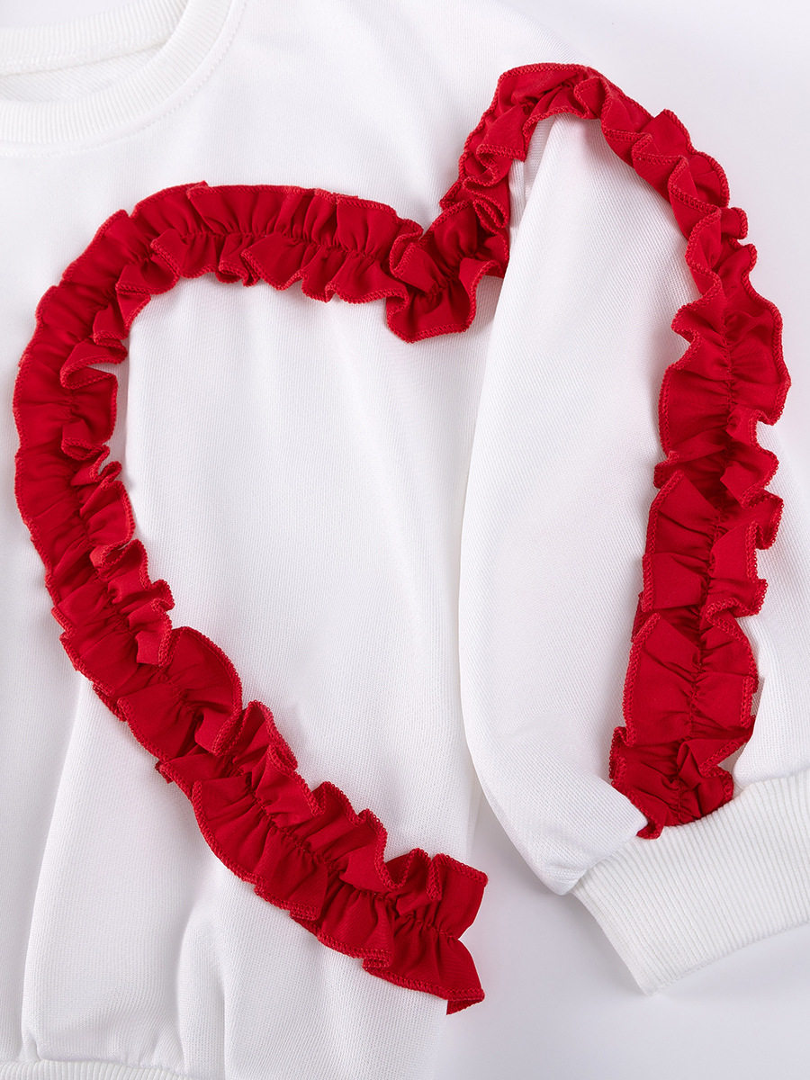 Girls' Cute Autumn Heart Set, Long-Sleeve Kids' Outfit