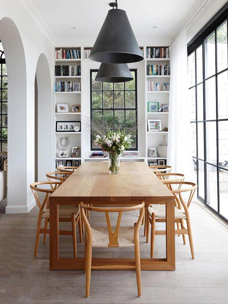 Nordic ไม้ Mobien โต๊ะรับประทานอาหารสี่เหลี่ยมผืนผ้าในครัวเร...