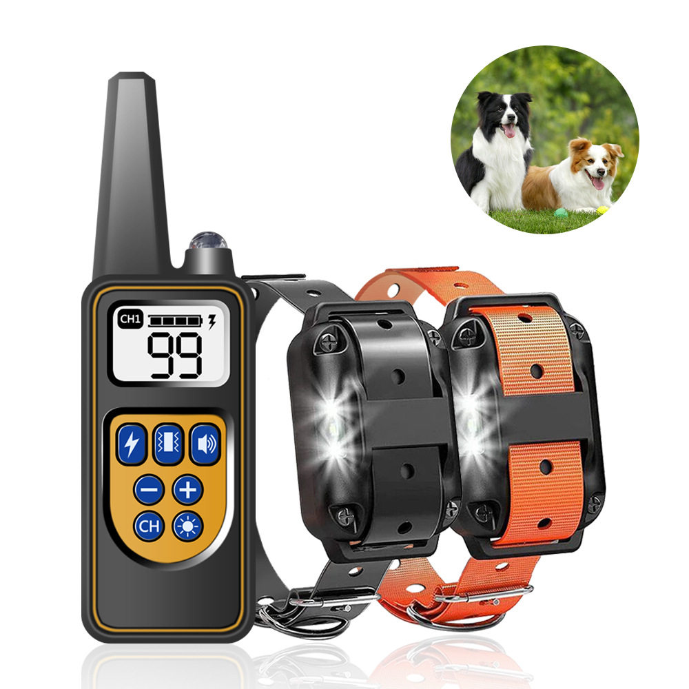 Factory wholesale 800 meters remote control dog trainer pet dog bark stop 100 gear vibration shock collar for Amazon
