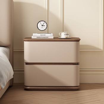 2025 New Minimalist Creative Solid Wood Bedside Table Bedroom Light Luxury Modern Casual Italian Storage Cabinet