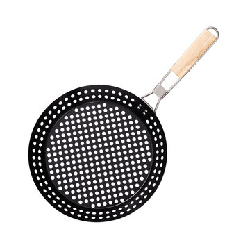 BBQ round non-stick barbecue plate foldable flat barbecue plate stainless steel hollow outdoor barbecue plate