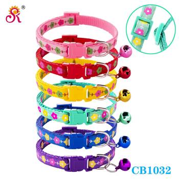 1.0 Leaf and Flower Print Patch Collar Pet Dog Collar Bell Collar Cat Collar Factory Ready Stock