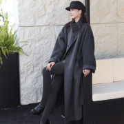 Heavy Weight Classic Stand Collar Outwear New Double-Sided Wool Outwear Elegant High-End Loose Belt Woolen Outwear Women Winter