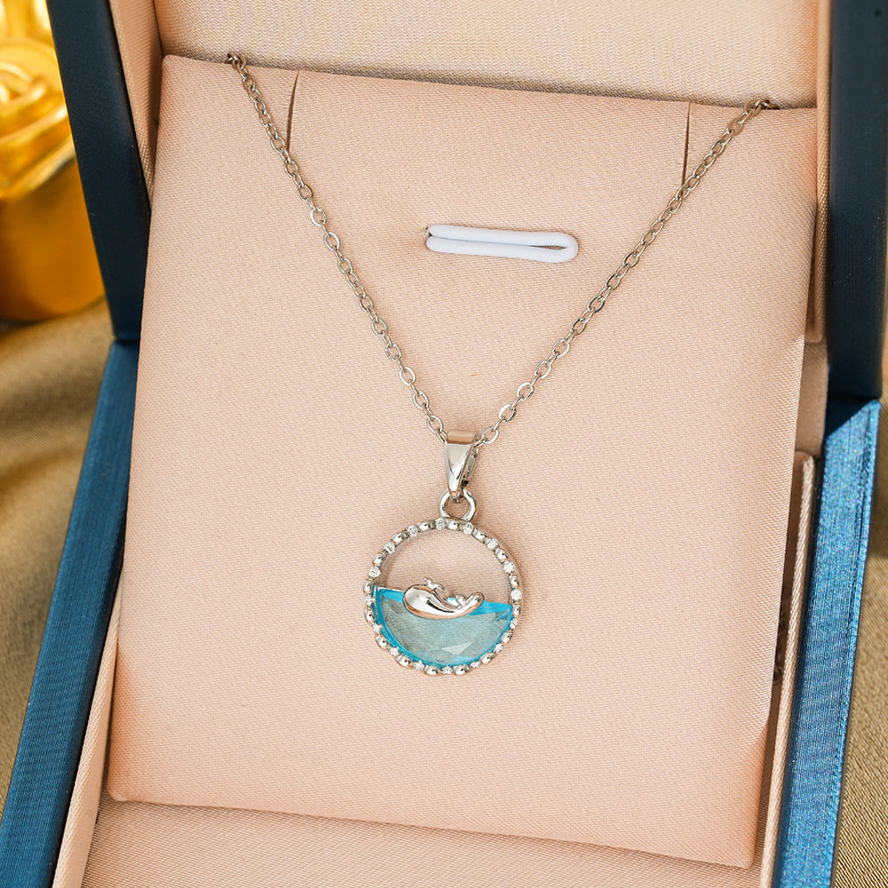 394 クジラ ネックレス - シルバー ブルー