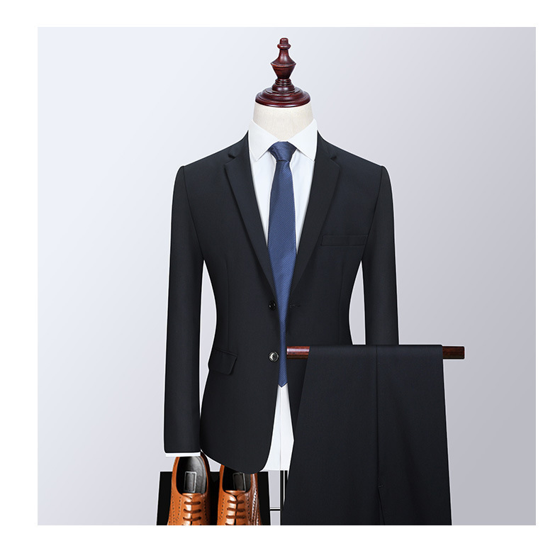 Bộ vest nam ôm dáng ba món phong cách công sở và dự tiệc cưới — Màu xám (áo một nút + áo vest + quần), Màu xanh navy (áo một nút + vest + quần), Màu xám (áo một nút + quần), Màu xám (áo đơn một nút)