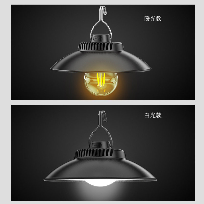 Cross-Border Camping Lamp, Outdoor Portable Dual Light Source Rechargeable Portable Lamp, Warm Light Tungsten Filament Camping Atmosphere Lamp, Lighting Lamp