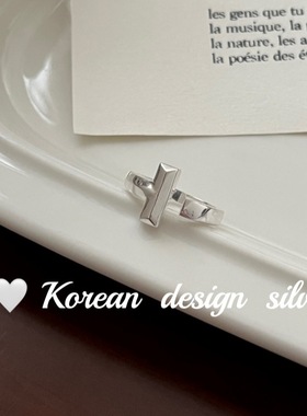 韩女小众设计清冷风银饰 S925纯银简开口戒指叠戴级感