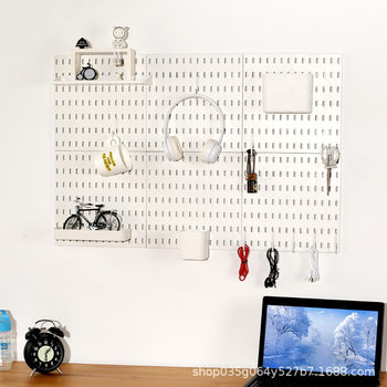 Yi Hole Board Accessories Storage Rack Wall Punch-Free Organizer Square Box Hook Three-Compartment Box Transparent Home