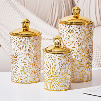 Matryoshka Round Sealed Jar Large, Medium and Small Set Accessible Luxury Electroplating Fresh-Keeping Storage Jar Desktop Sundry Organizing Jar