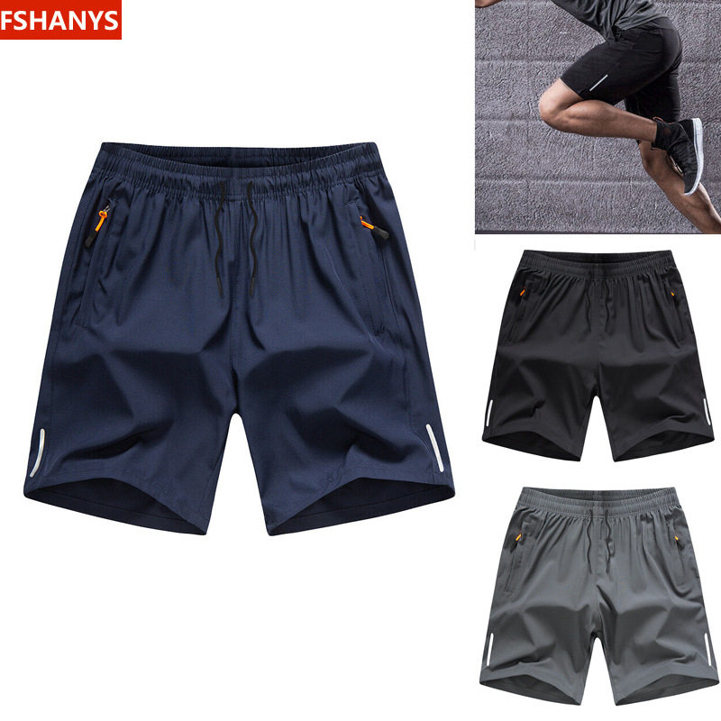 Summer Ice Silk Sports Men's Five-Point Shorts, Large Size Breathable Loose Casual Quick-Dry Shorts for Men, Running Breathable Quick-Dry