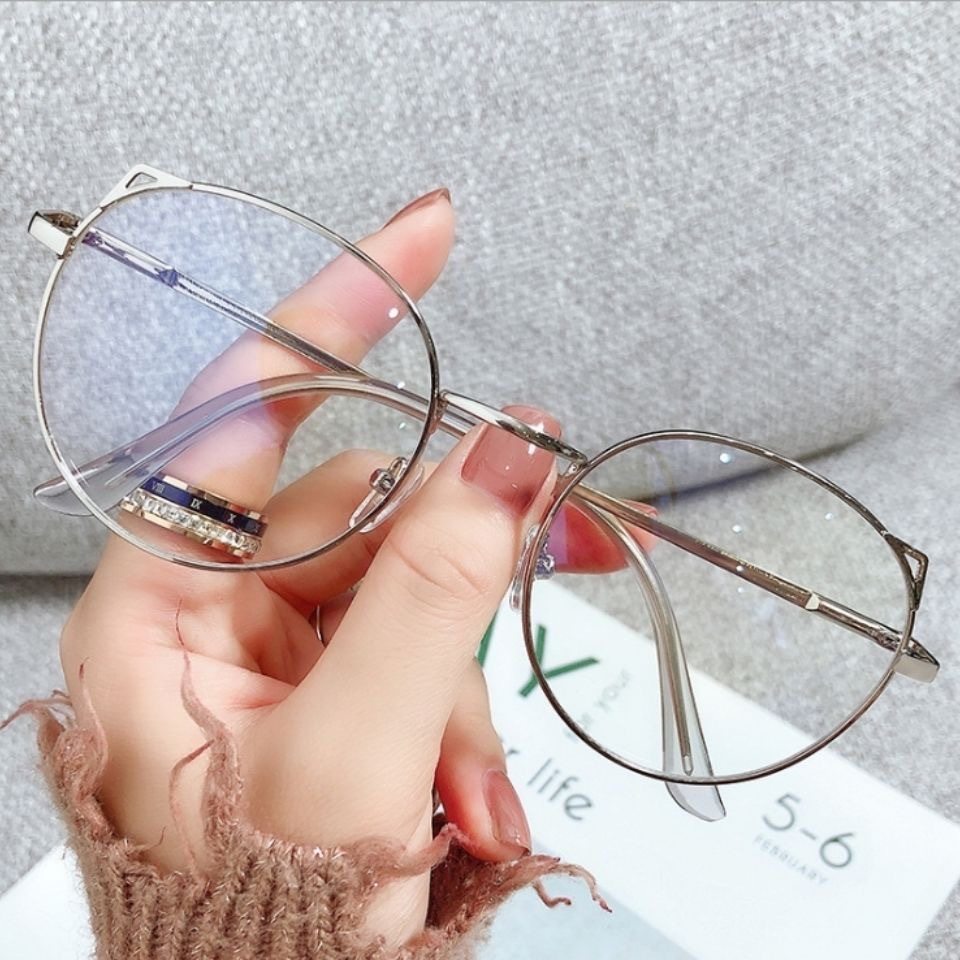 Kitten ear retro cute glasses frame female student ultra-light myopia degree blue light anti-fatigue plain face slimming
