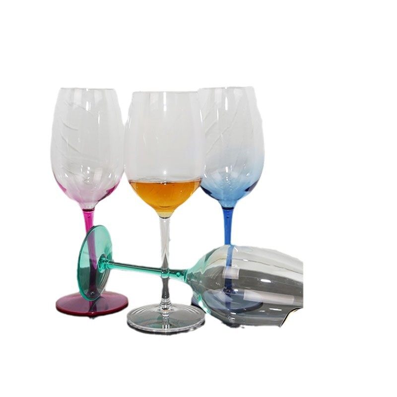 Cross-Border Hotel Creative Tall Wine Glasses Plastic Wine Glass Set Available in Three Colors for Wine