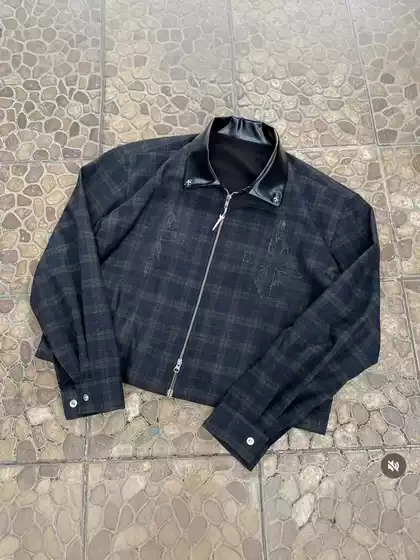 European and American Winter Heavy-Duty Loose-Fitting Three-Dimensional Embroidered Retro-Style Unisex Striped Double-Zip Pullover Jacket