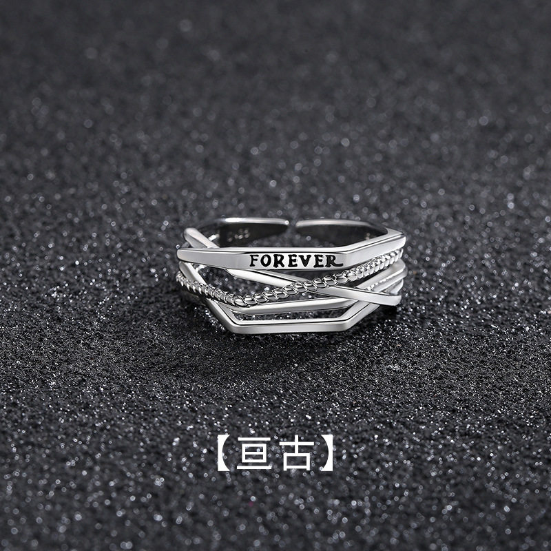 男士戒指小众设计高级感线条食指戒时尚简约活口指环源头厂家批发