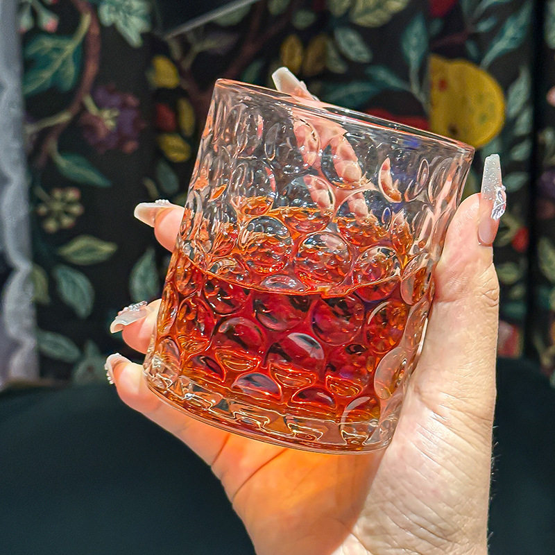 High-Looking Embossed Whiskey Glass Household Heat-Resistant Glass Water Cup Summer Fruit Drink Beer Cold Drink Cup