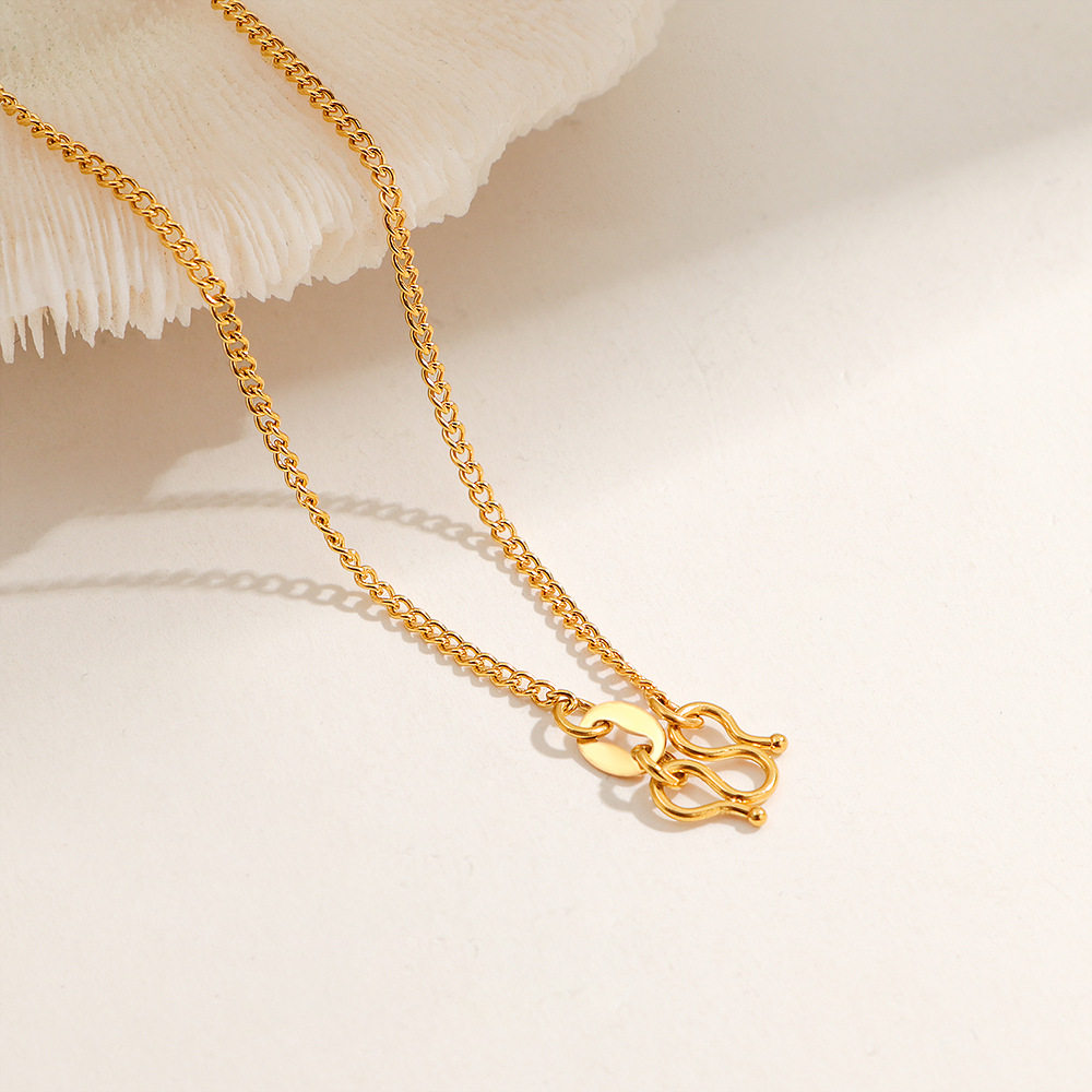 钛钢不掉色M扣蛇骨链2024新款项链女简约颈链百搭通勤素链锁骨链