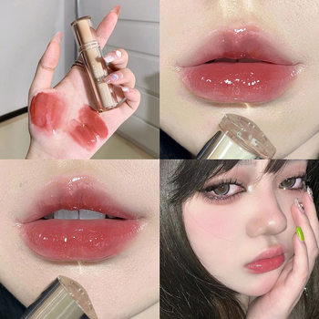 Cappuvini iced tea mirror lip glaze glossy lip gloss glass jelly lip triangle transparent tube Chinese goods lip gloss