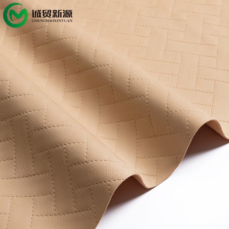 Braced Bottom Woven Pattern PVC Leather Cosmetic Bag Sofa Seat Cushion Shoe Material Furniture Artificial Leather Fabric Chengmao Factory
