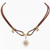 Sweet and Cool Hot Girl Style Sunflower Pendant Necklace Retro Leather Star Collar Personalized Versatile Double Layer Clavicle Chain Trend