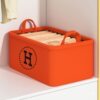 Hermès Orange Storage Basket Cotton and Linen Eva Thickeneded Foldableing Wardrobe Storage Basket Clothes Socks Sundry Storage Box