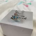 Silver blue medium necklace