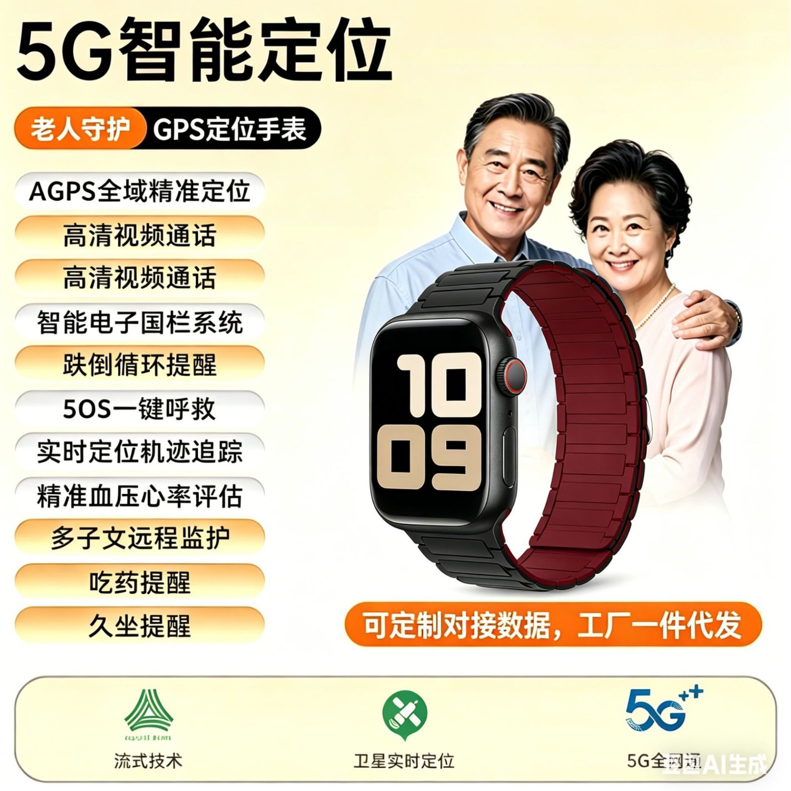 Gps Accurate Positioning for the Elderly, Anti-Loss, 5g Call Card Bracelet, Heart Rate and Blood Oxygen Measurement Smart Phone Watch