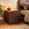New Solid Wood Bedside Table Modern Simple Light Luxury Small Bedroom Home Leather Storage Bedside Table Retro Style