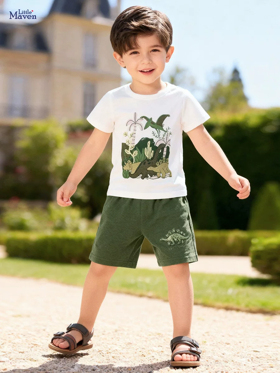 Grosir pakaian anak, set anak laki-laki musim panas, set anak kartun lengan pendek