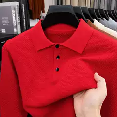 High Quality Pineapple Pattern Needle Long Sleeve Polo Shirt Men's Summer Business Lapel Pure Cotton Breathable Half Sleeve t Wholesale