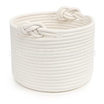 Factory Direct Sales Professional Storage Amazon Supplier Round Cotton Rope Woven Flower Pot Toy Handle Storage Basket