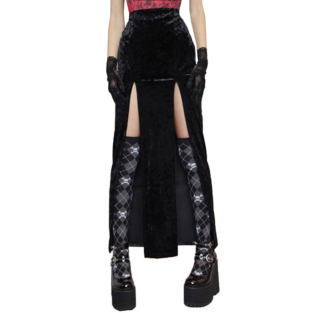 Womens Street Style Rock Inspired Split Hem Skirt Sexy Design Halloween Theme Autumn Winter Collection Wholesale