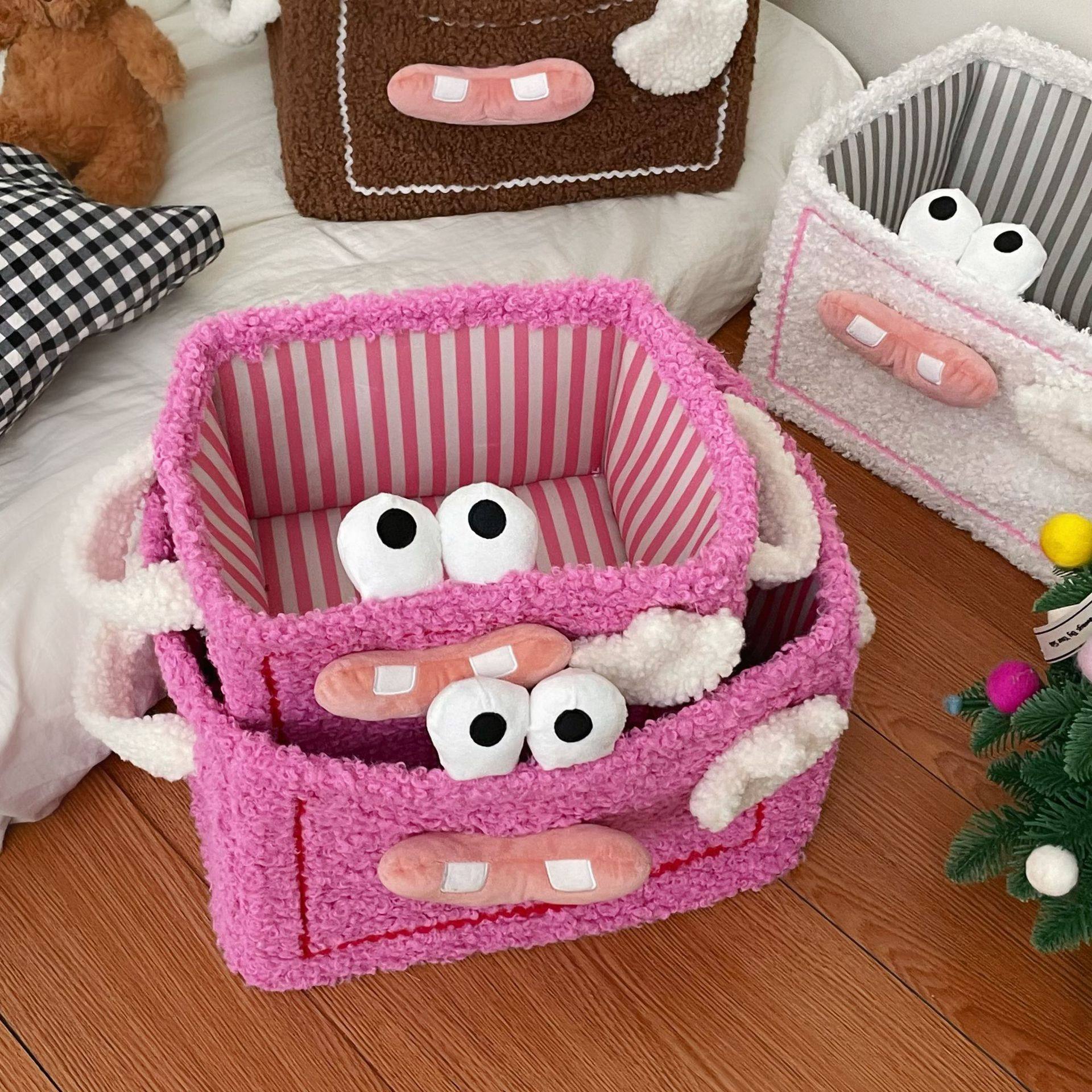 Ins High-Looking Storage Basket Plush Bie Funny Little Monster Household Toys Snack Storage Storage Basket