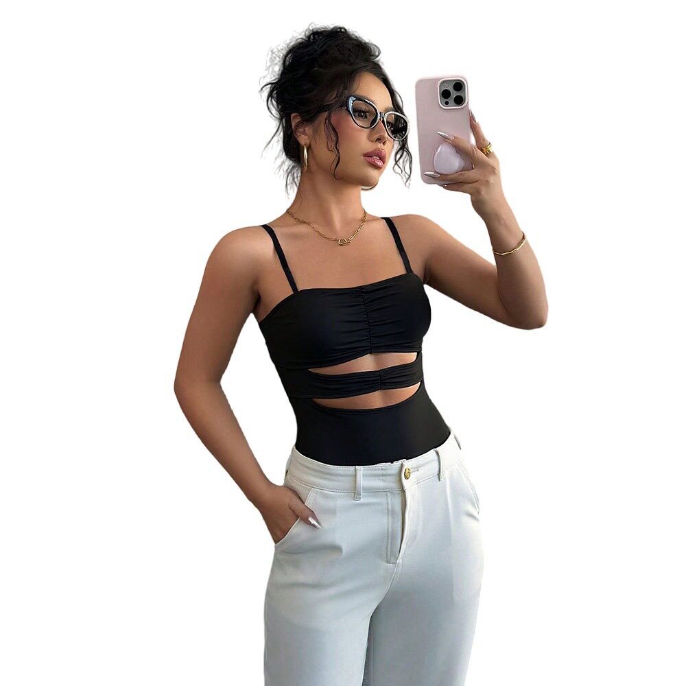 Womens Hollow Out Slim Fit Cami Top Summer Style Waist Defining Lightweight Fabric Wholesale Available