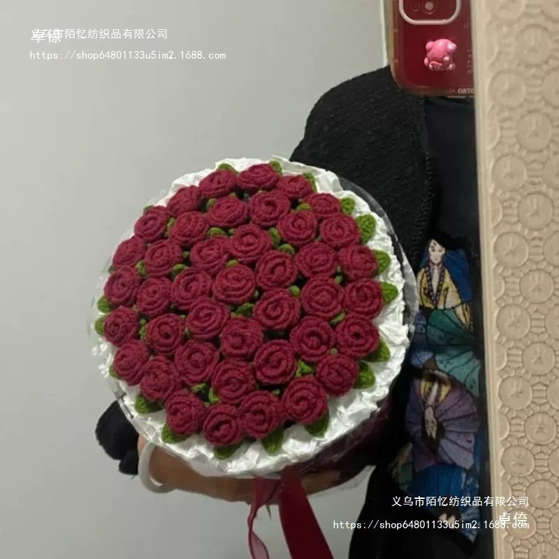 Rose Blanket Finished Flower Blanket Pure Handmade Yarn Crochet Lily of the Valley Bouquet Gift for Women Finished Flower Blanket Knitting