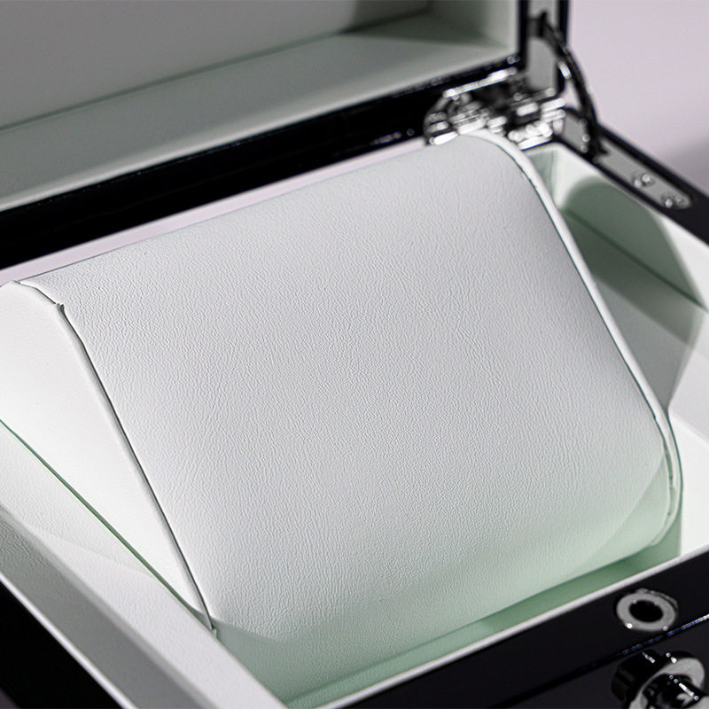 Piano paint watch box storage wooden black round lock watch box packaging box flip paint watch display box