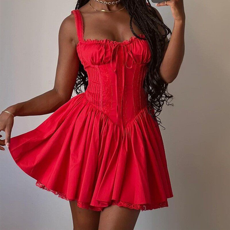 French Court Style Sexy Corset Tie Strap Dress Autumn Collection Elegant and Chic for Special Occasions Wholesale