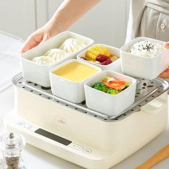 Household Steamer Special Ceramic Bowl Snack Small Square Bowl Long Square Bowl Hot Pot Dip Bowl Steaming Bowl Dessert Bowl Household