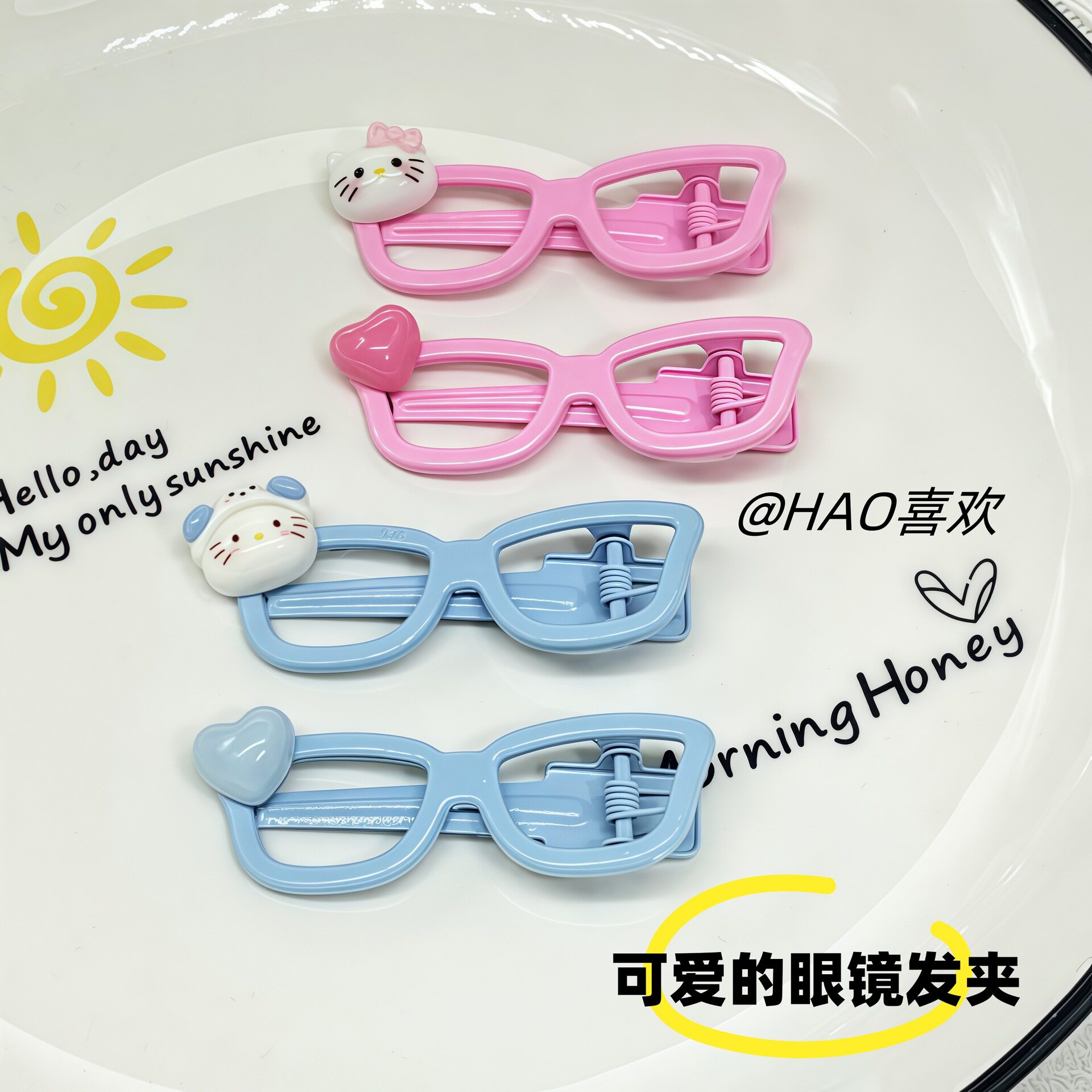 cute cat eyes Mirror hair clip Internet celebrity ins high-l...