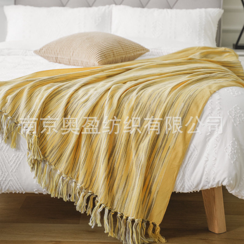 American Country Casual Blanket Knitted Blanket Bedside Towel Tassel Ins Sofa Blanket Living Room Photography Blanket Throw