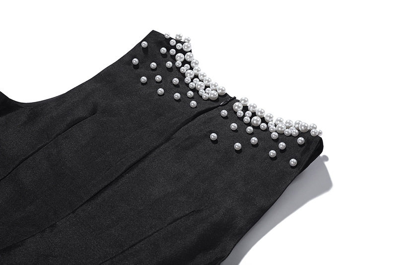 Đầm maxi nữ thắt eo cổ tròn không tay midi dáng chữ A — Hắc chi tiết 10