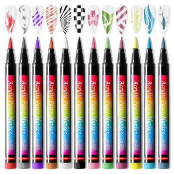 Cross-border new 12-color nail polish pen DIY painted graffiti pen hand-painted pull soft head marker pen suit