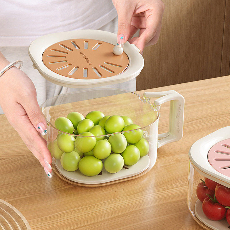 Special Large Draining Basket Household Cute Fruit Basket Telescopic Water Filter Two-in-One Thickened Dehydration Vegetable Washing Basket with Lid