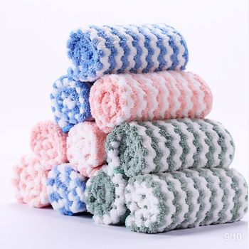 Coral fleece color water ripple cloth kitchen cleaning cloth thickened small towel square towel table bowl scouring pad