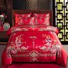 New Classy New Wedding Four-Piece Wedding Gift Set, Red Brushed Cotton Printed 4-Piece Set, Live Broadcast Hot Wholesale