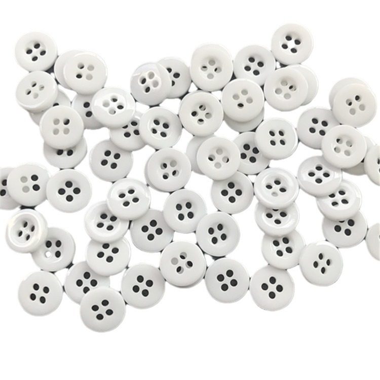 Four-Eye Button Wide-Brimmed Resin Button Shirt White Embryo Dyeable Ready-Made Button Multi-Specification Work Clothes School Uniform